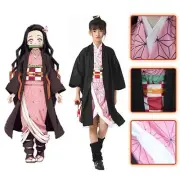 Kids Demon Slayer Kamado Nezuko Cosplay Costume Wig Christmas Party Outfits NEW