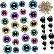 MINAOLULUS Safety Eye Kit with Glitter Washers 10-20mm Plastic Doll Craft Eyes Ideal for Halloween Toy Making