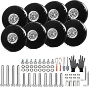 [ASUNTOM] Luggage Suitcase Wheels Replacement Set 8PC Dia 40-60mm Thick 17mm Bearing Wheels Repair Kit for Inline Roller Dual Spinner Suitcase Trolley Carry on Bag, Black, 50mm Wheels, Spinner Wheels