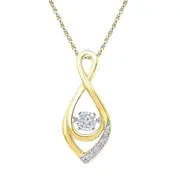 10k Yellow Gold Round Diamond Twinkle Solitaire Teardrop Pendant 1/20 Cttw