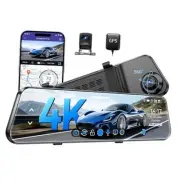 PG17 12" 4K Mirror Dash Cam Front and Rear, Wi-Fi 6 Rear View Mirror Camera