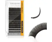 NAGARAKU Flat Ellipse Eyelash Extensions Supplies 0.15 C curl 8-15mm Mix Natural Grey Black Faux Mink Super Soft Split Tips Individual Classic Lashes Exten