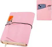 Kuskins Canvas Book Cover Sleeve, Adjustable Washable Book Protector, for Hardcover/Paperbacks with Pockets for Pen, Elastic Cord Binding, Soft Book Covers, Bookish Gifts for Book Lovers (Pink)