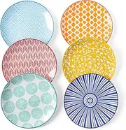 [Selamica] Ceramic Dessert Plates Set of 6, Small Salad Plates 6 Inch Appetizer Plates for Kitchen, Mini Dinner Plates for Cake Snacks Side Dish, Microwave Dishwasher Safe, Gift, Assorted Colors