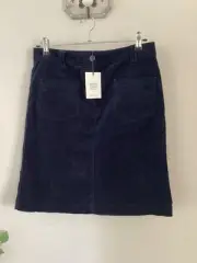 BNWT Ladies White Stuff Dark Navy Melody Organic Cord Skirt, UK Size 10, Tagged