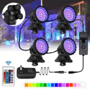 36 LED Submersible RGB Pond Spot Lights Underwater Pool Fountain IP68+IR Remote