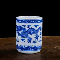在飛比找ETMall東森購物網優惠-茶杯手工品茗杯小茶杯直口單杯青花瓷老式中國風景德鎮家用茶具