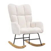 VEVOR Nursery Rocking Chair, 250 lbs Weight Capacity Teddy Fabric Upholstered Glider Rocker Chair with Soft Seat and High Backrest, Nursing Chair for