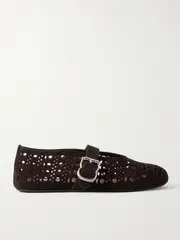 [Alaïa] Alaïa - Perforated Suede Ballet Flats - Brown - IT37 IT 37 Brown