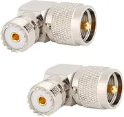 UHF Male PL259 to Female SO239 Right Angle RF Coaxial Adapter Connector Converter Premium Brass Construction for Enhanced Signal Transmission for CB and Amateur Radio Antenna