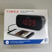 TIMEX AM/FM Dual Alarm Clock Radio T231GRY Plays Music From Your Smart Phone