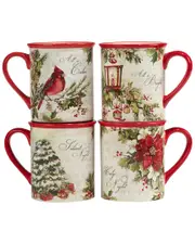 Certified International Silent Night Set Of 4 Mugs