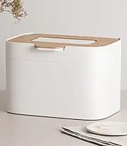 Kazai.® Organic Waste Bin 'Elin' | 4.5 L Compost Bin with Wooden Lid & Filter | Odour-Proof, Dishwasher Safe, Includes Inner Container | Organic Waste Container for the Kitchen | White