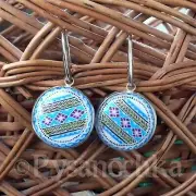 Pysanka style earrings. Goose Shell Easter egg Pysanky Hand Made. Best by Halyna