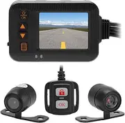 2in Motorcycle Driving Recorder 1080P+720P HD Lens Front Rear Recorder Waterproof DVR Dash Cam Loop Recording, Motorcycle Camera