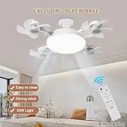 1pc Modern Ceiling Fan Chandelier with 3-Color Stepless Dimming, Remote Control, E27 Screw Base - Easy Install, Strong Wind, 20W Light for Living Room, Bedroom
