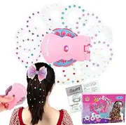 Hair Kit with Rhinestones, Hair Bling Gems for Girls, Bling Bling Hair Gem Stamper with 180 Gems,Diamonds Stapler Tool For Hair（Pink）