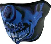 Zan Headgear Chrome Skull, half mask , color: Black/Blue , size: One Size