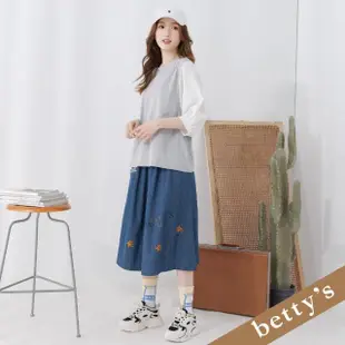 【betty’s 貝蒂思】腰鬆緊抽繩小狐狸腳印牛仔裙(藍色)