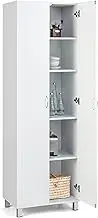 Giantex 187CM Double Door Tall Storage Cabinet, Pantry Cabinet w/Adjustable Shelf & Anti-tilt Design, Modern Utility Storage Organizer Buffet Sideboard Cabinet for Kitchen Living Room Bedroom, White