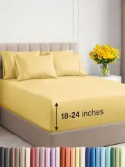 Extra Deep King Sheet Set - 6 Piece Breathable and Cooling Sheets - Hotel Lux...
