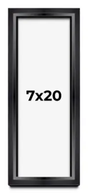 7x20 Shadow Box Frame Black | 1.25 inches Deep Real Wood Contemporary Shadowbox