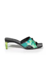 Green Jungle Lenticular Print Logo Mules