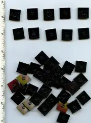 LEGO x 40 Black Plate, Modified 2 x 2 with Groove and 1 Stud in Center (Jumper)