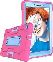 Case for Samsung Galaxy Tab A T290/T295 (2019 Version), Slim Heavy Duty Shockproof Rugged Protective Case with Kickstand for 8.0 inch Galaxy Tab A Cover for Kids (Rosered+Blue)
