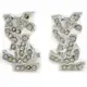 [二手] 正品伊夫聖羅蘭 YVES SAINT LAURENT 標誌水鑽耳環金屬銀子金屬零件配飾珠寶二手貨