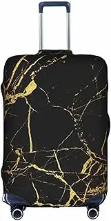 [pvinnk] Black Gold Marble Print Protective Luggage Cover Elastic Washable Suitcase Travel Gear Protector, White, Large