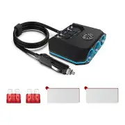 Car 3 Way Cigarette Lighter Socket USB Charger Splitter Power Adapter DC 12/24V