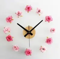在飛比找Yahoo!奇摩拍賣優惠-浪漫田園美麗花朵DIY掛鐘玫瑰DIY鐘時鐘錶客廳時尚創意鐘1