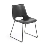 Zahara synthetic leather Black chair with steel legs with black finish