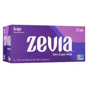 Zevia Zero Sugar Soda, Grape, 12 Oz Cans (8-Pack) – Naturally Sweetened, Zero Ca