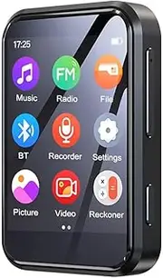 Atelierate Portable MP3 Player Bluetooth 5.4 HiFi Music Player MP3 Touch Screen Speaker Recorder Camera Video Playback