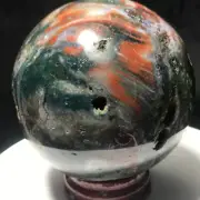 390g Raw Natural Ocean Jasper Geode Quartz Crystal Sphere Ball Healing 62