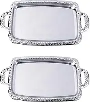 Alipis 2pcs Metal Serving Tray for Food Storage Vintage Style Tableware Tray for Kitchen and Dining Room Retro Design