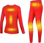 [IMYOGI] Cozy Winter Women Heated Underwear USB Rechargeable Heating Body Suit Top + Pants Outdoor Sport Warm Swear Ski Base Layer Clothing
