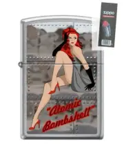 Zippo 5766 Noseart Pinup Street Chrome Finish Lighter + FLINT PACK