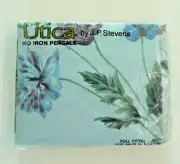 VTG. NIP Utica by J.P. Stevens No Iron Percale Blue Floral Full Fitted Sheet