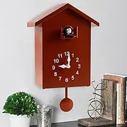 Cuckoo Clock Plastic Cuckoo Wall Clock with Bird Tweeting Sound Hanging Bird Clock Battery Operated Cuckoo Clock White Minimalist Cuckoo Clock Decorative Wall Clock for Home Living Room su(orange)