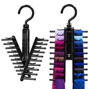 2/4 Pcs 20 Black Tie Rack Organizer Rotate Non-Slip Tie Rack Holder Belt Hanger