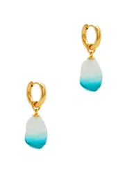 Sandralexandra XS Glass Baroque Pearl 18kt Gold-plated Hoop Earrings - Aqua - One Size One Size