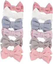 LRXIYODE 12 Pack Baby Girls Hair Bow Diy Bow Headband Set Navy Blue Fabric Headband for Girls Hair Clips