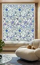 ALIUNI Stained Glass Window Film, Window Privacy Film Frosted Faux 3D Floral Decorative Static Cling Heat Blocking Window Tint, Orchid, 17.5" x 39.4"
