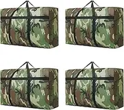 4 Packs Camouflage Extra Large Moving Bags, 125L Heavy Duty Storage Bags, Waterproof Oxford Storage Tote Duffle Bag with Zippers for Clothes, Bedding, Comforters, Pillows, Moving