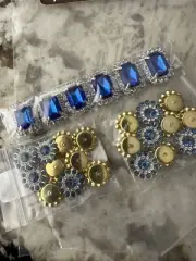 26 Assorted New Sapphire Blue And Clear Flatback Rhinestone Embellishments