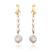Culturesse Desiree 24K Pure Gold Plating Cultured Pearl Earring For Pierced Ears