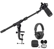 Audio Technica AT2050 Studio Condenser Recording Microphone Mic+Stand+Headphones